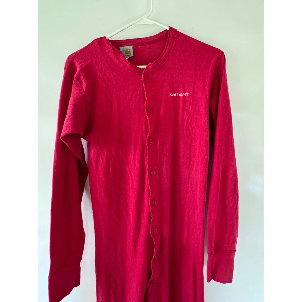 Vintage Carhartt Red Union Suit Thermal One Piece Long John K12‎ Mens Large